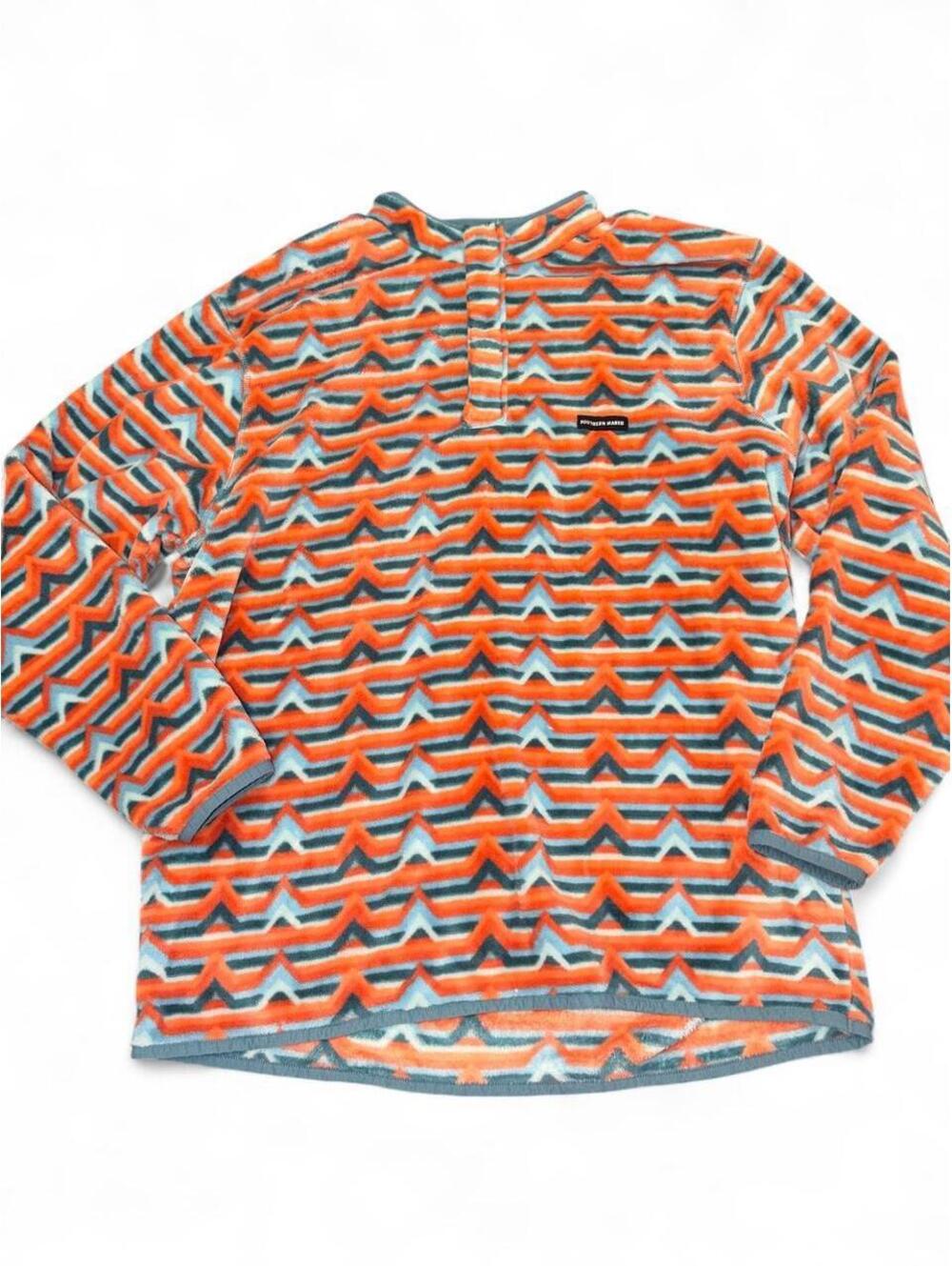 Southern Marsh Moab Stripe Fleece Pullover - Burnt Orange & Sage - Size 2X